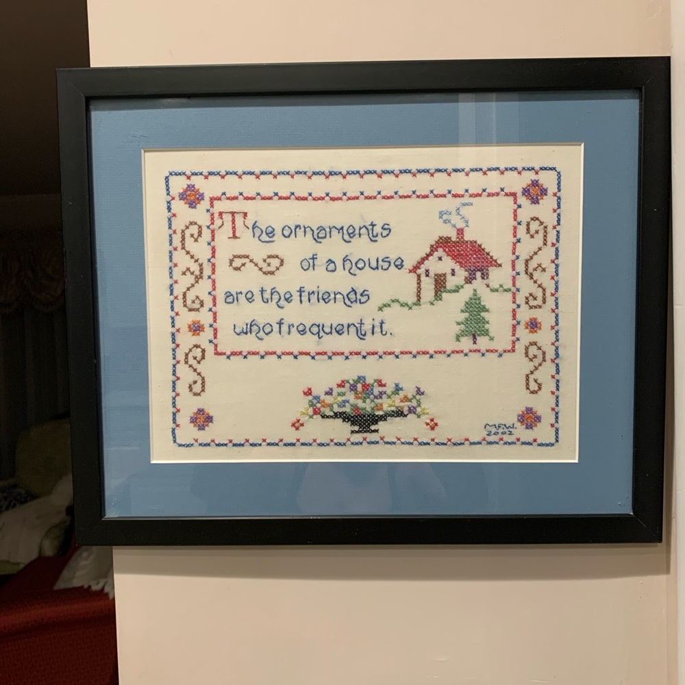 Vintage Cross Stitch Framed wall Decor